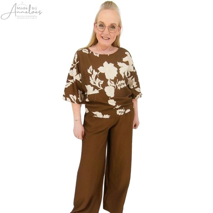 Enjoy Blouse 503102 dbruin zand print
